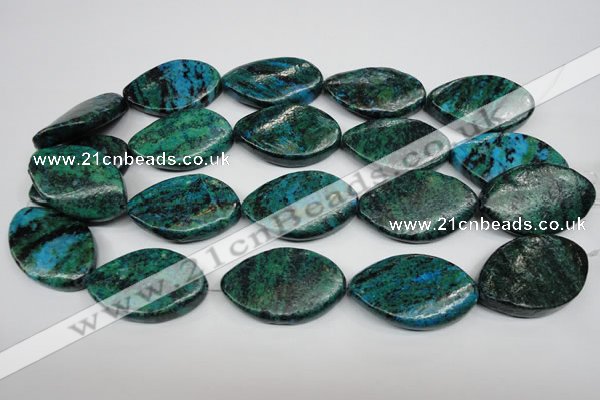 CCS485 15.5 inches 25*40mm twisted marquise dyed chrysocolla gemstone beads