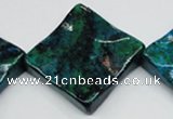 CCS488 15.5 inches 32*32mm wavy diamond dyed chrysocolla gemstone beads