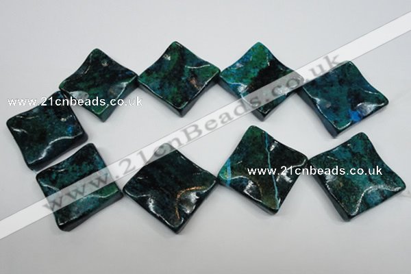 CCS488 15.5 inches 32*32mm wavy diamond dyed chrysocolla gemstone beads