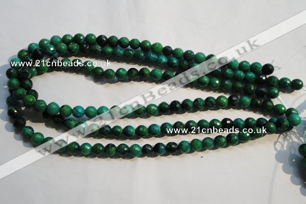 CCS602 15.5 inches 8mm faceted round dyed chrysocolla gemstone beads