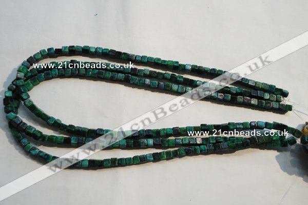 CCS610 15.5 inches 4*4mm cube dyed chrysocolla gemstone beads