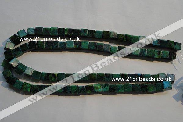 CCS612 15.5 inches 8*8mm cube dyed chrysocolla gemstone beads