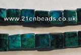 CCS614 15.5 inches 10*10mm cube dyed chrysocolla gemstone beads