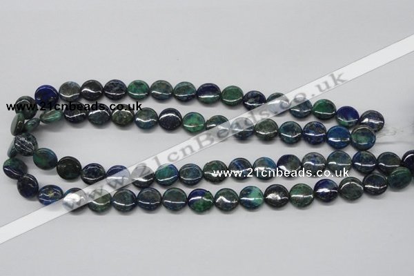 CCS63 16 inches 12mm flat round dyed chrysocolla gemstone beads