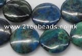 CCS64 16 inches 20mm flat round dyed chrysocolla gemstone beads