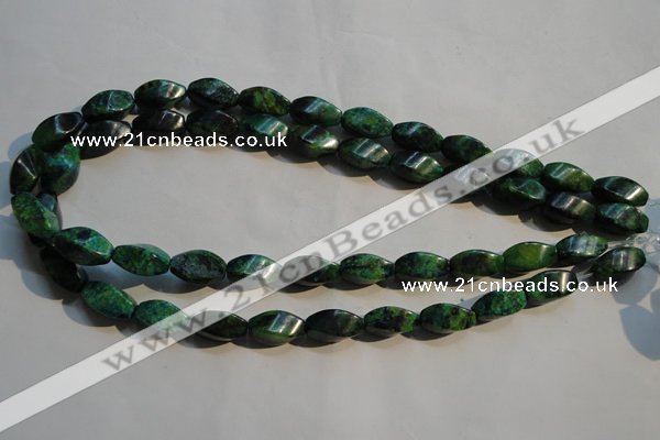 CCS640 15.5 inches 8*16mm twisted rice dyed chrysocolla gemstone beads