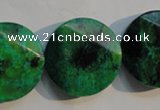 CCS677 15.5 inches 25mm faceted coin dyed chrysocolla gemstone beads