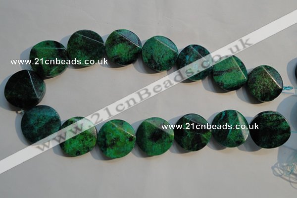 CCS677 15.5 inches 25mm faceted coin dyed chrysocolla gemstone beads