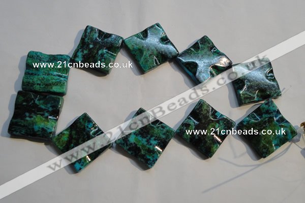 CCS688 15.5 inches 30*30mm wavy diamond dyed chrysocolla beads