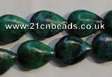 CCS691 15.5 inches 13*17mm flat teardrop dyed chrysocolla beads