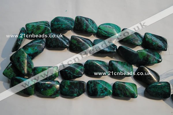 CCS706 15.5 inches 20*30mm twisted rectangle dyed chrysocolla beads