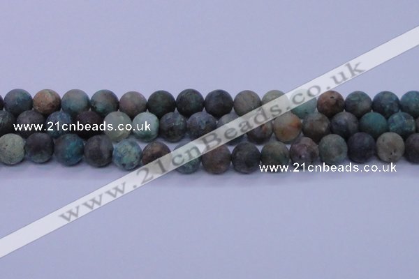 CCS764 15.5 inches 12mm round matte natural chrysocolla beads