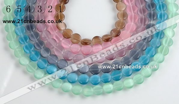 CCT04 10mm different color coin shape cats eye beads Wholesale