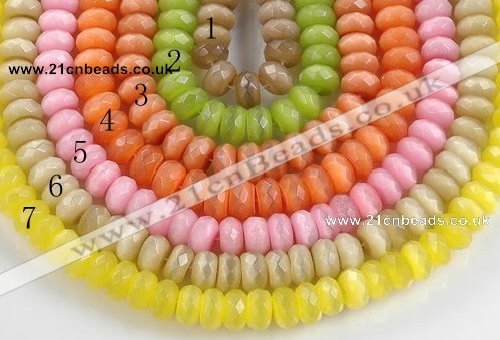 CCT05 14 inch 7*12mm faceted roundel cats eye beads Wholesale