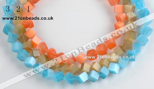 CCT09 8mm different color cube-shaped cats eye beads Wholesale