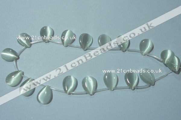 CCT1020 Top-drilled 13*18mm flat teardrop cats eye beads wholesale