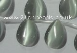 CCT1021 Top-drilled 13*18mm flat teardrop cats eye beads wholesale