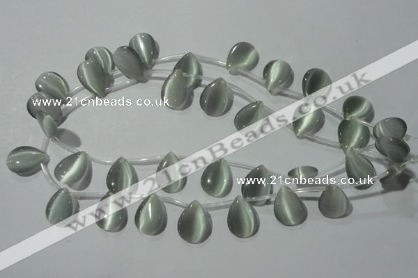 CCT1021 Top-drilled 13*18mm flat teardrop cats eye beads wholesale