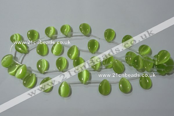 CCT1023 Top-drilled 13*18mm flat teardrop cats eye beads wholesale