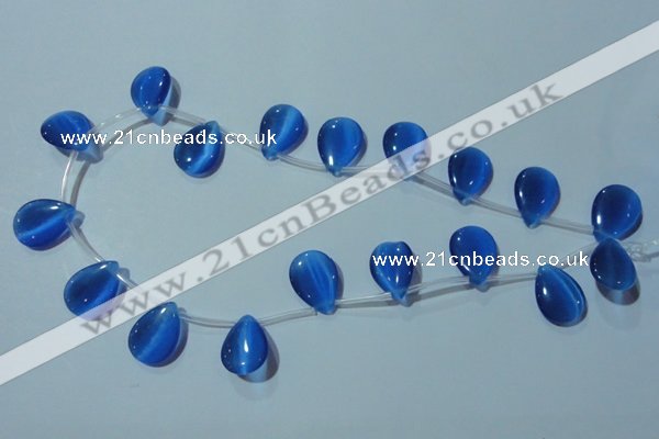 CCT1025 Top-drilled 13*18mm flat teardrop cats eye beads wholesale