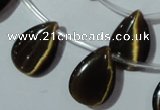 CCT1026 Top-drilled 13*18mm flat teardrop cats eye beads wholesale