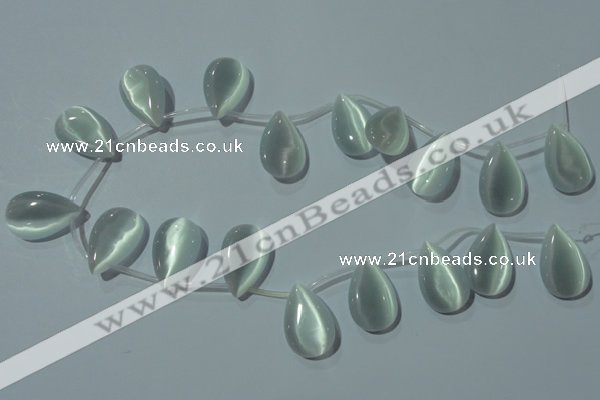 CCT1030 Top-drilled 14*22mm flat teardrop cats eye beads wholesale