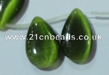 CCT1032 Top-drilled 14*22mm flat teardrop cats eye beads wholesale