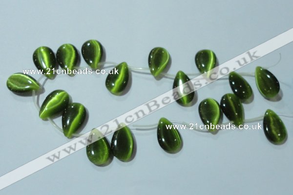 CCT1032 Top-drilled 14*22mm flat teardrop cats eye beads wholesale