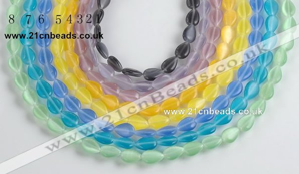 CCT12 14.5 inches 8*12mm flat teardorp cats eye beads Wholesale