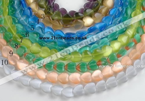 CCT14 10*12mm different color heart cats eye beads Wholesale