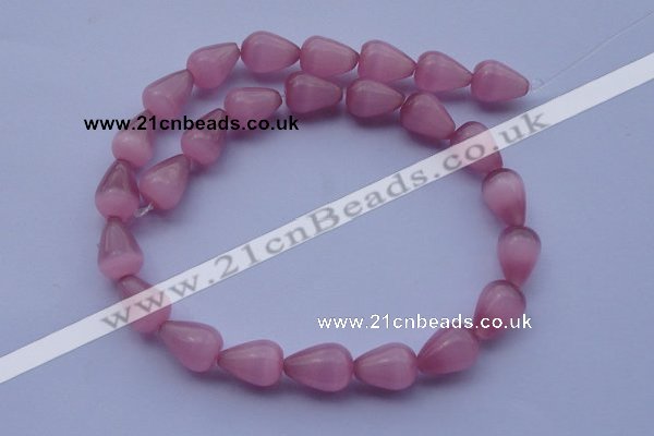 CCT17 14 inches 10*14mm teardrop pink cats eye beads wholesale