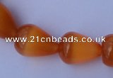 CCT18 14 inches 10*14mm teardrop orange red cats eye beads wholesale