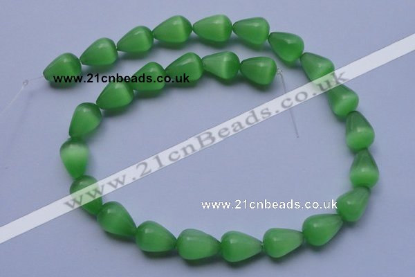 CCT19 14 inches 10*14mm teardrop green cats eye beads wholesale