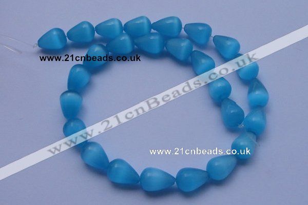 CCT20 14 inches 10*14mm teardrop navy blue cats eye beads wholesale