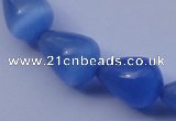 CCT21 14 inches 10*14mm teardrop ink blue cats eye beads wholesale