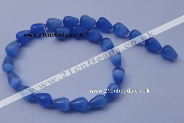 CCT21 14 inches 10*14mm teardrop ink blue cats eye beads wholesale