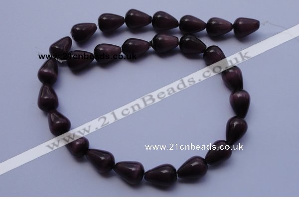 CCT22 14 inches 10*14mm teardrop black coffee cats eye beads wholesale