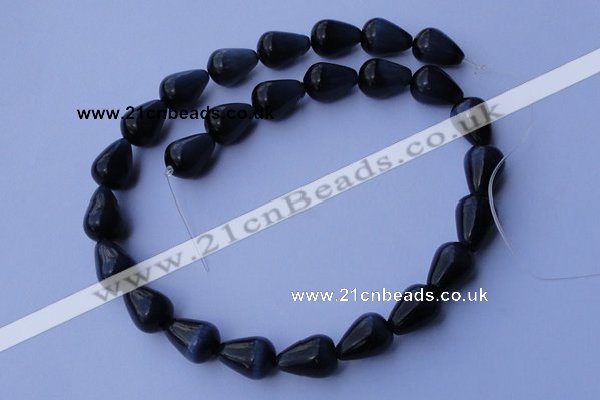 CCT23 14 inches 10*14mm teardrop black cats eye beads wholesale