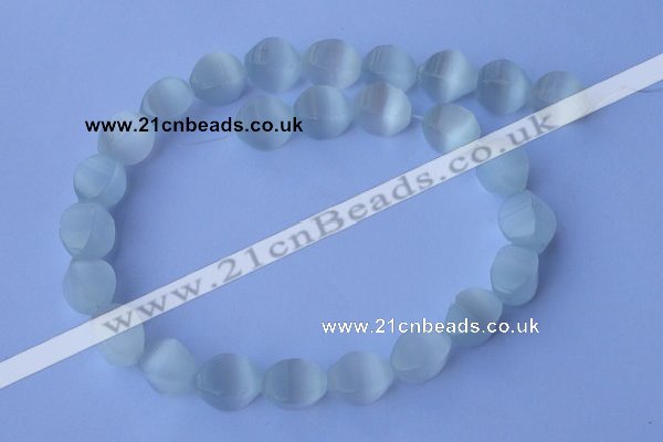 CCT24 14 inches 10*14mm twisted white cats eye beads wholesale