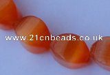 CCT27 14 inches 10*14mm twisted orange red cats eye beads wholesale