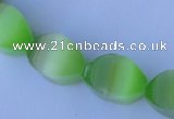 CCT28 14 inches 10*14mm twisted light green cats eye beads wholesale
