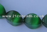 CCT29 14 inches 10*14mm twisted green cats eye beads wholesale