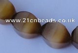 CCT31 14 inches 10*14mm twisted tiger yellow cats eye beads wholesale