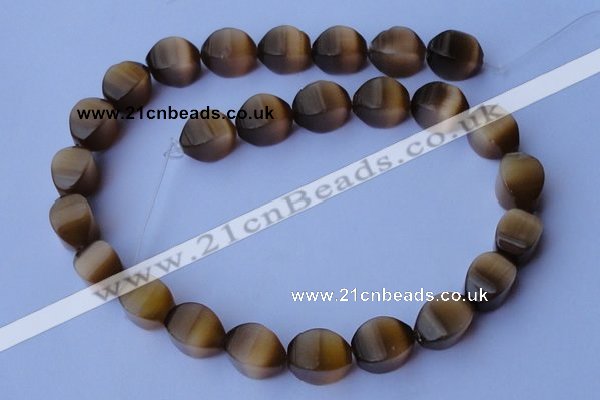 CCT31 14 inches 10*14mm twisted tiger yellow cats eye beads wholesale