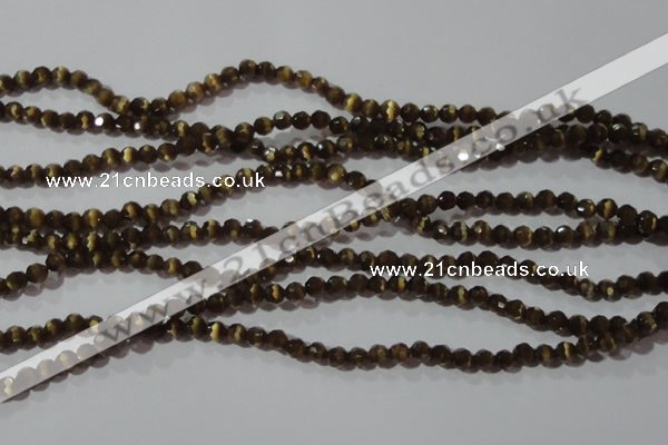CCT320 15 inches 4mm faceted round cats eye beads wholesale