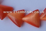 CCT34 14.5 inches 15*16mm triangle orange red cats eye beads wholesale