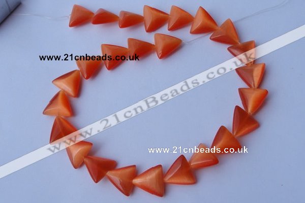 CCT34 14.5 inches 15*16mm triangle orange red cats eye beads wholesale