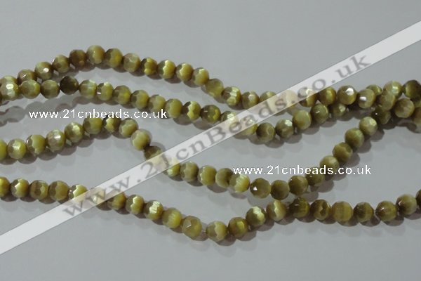 CCT358 15 inches 6mm faceted round cats eye beads wholesale