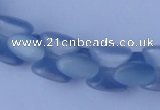 CCT37 14.5 inches 6*10mm drum-shaped light blue cats eye beads