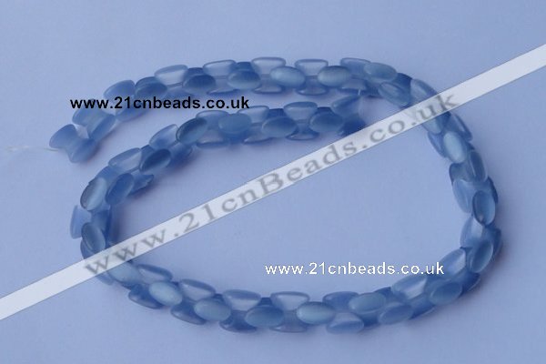 CCT37 14.5 inches 6*10mm drum-shaped light blue cats eye beads